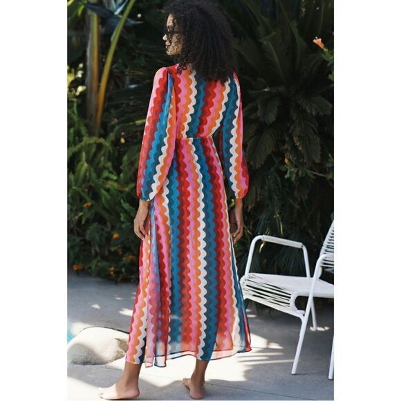 NEW Anthropologie Beach Riot Shiloh Rainbow V-Neck Maxi Dress Cover-Up Large - Picture 4 of 4